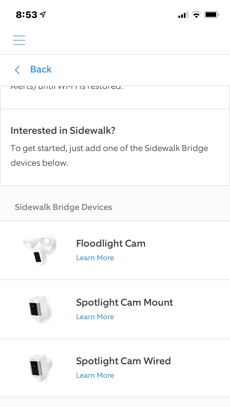 ring app sidewalk options